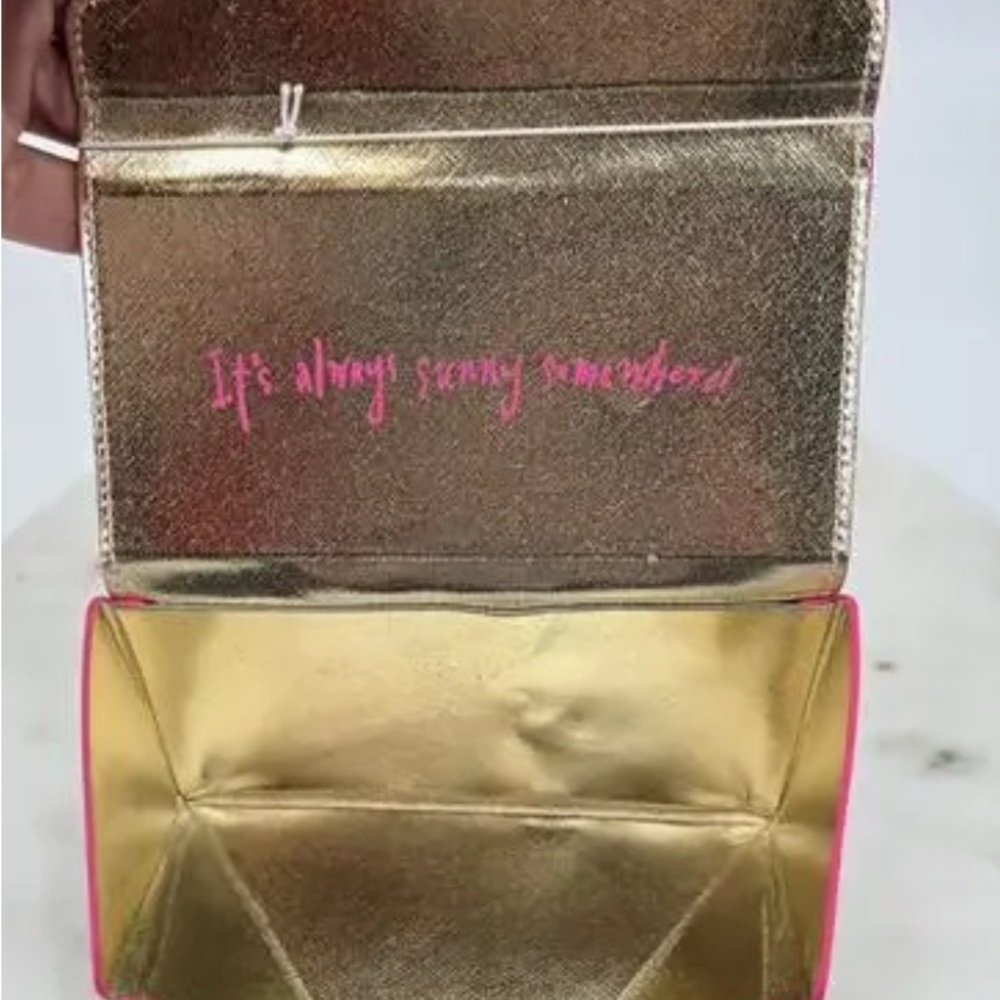 Lilly Pulitzer Green and Pink Tropical Sunglasses Case-Foldable - Picture 3 of 7